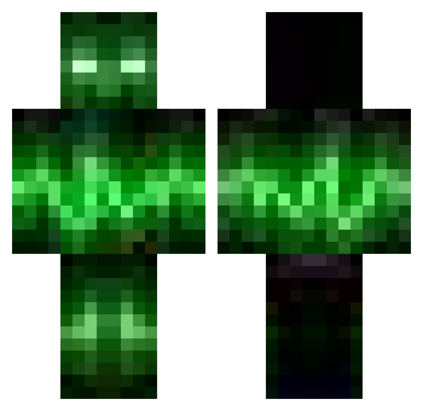 hansomegenius Minecraft skin, front and back view