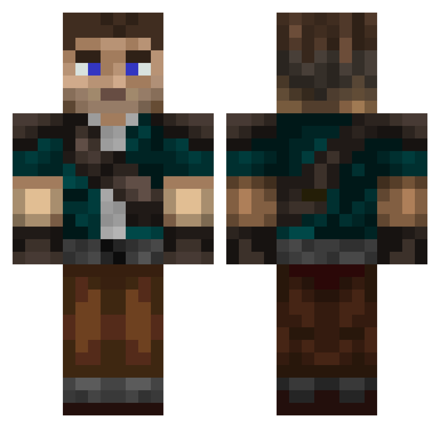Pickin Minecraft skin, front and back view