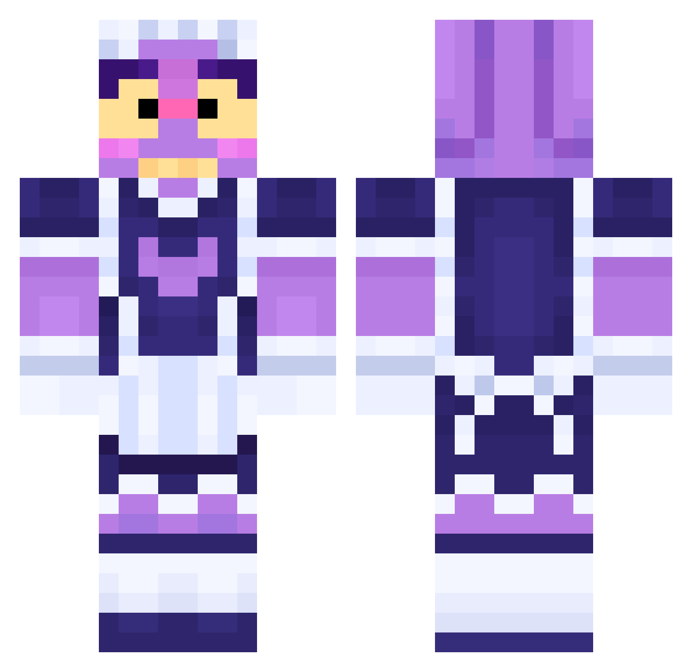 Isqis Minecraft skin, front and back view