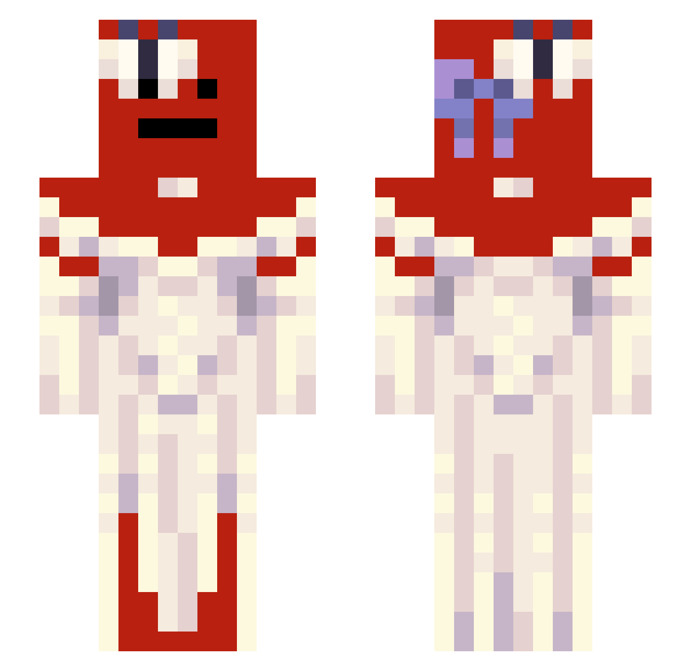 BleBlab Minecraft skin, front and back view