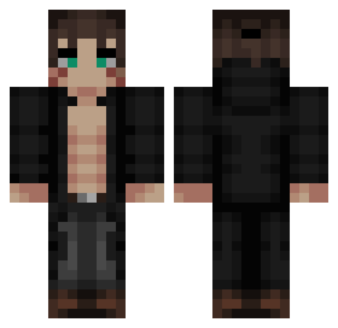 k986 Minecraft skin, front and back view