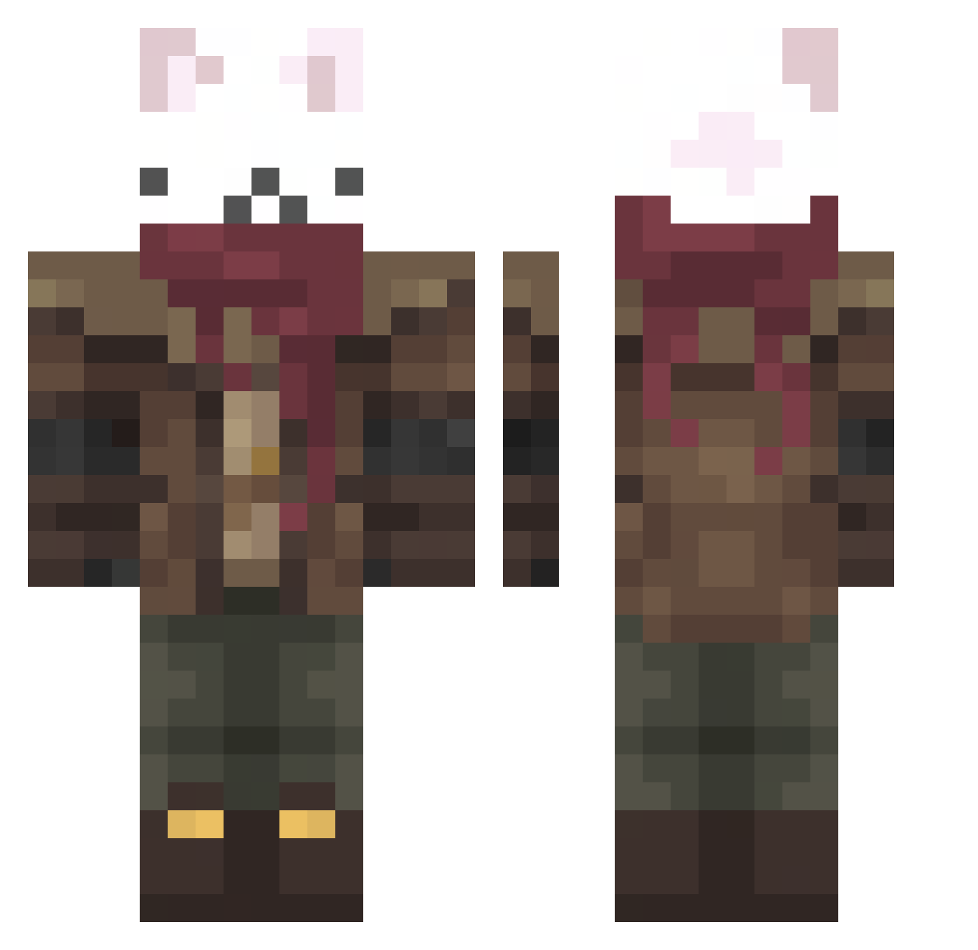 Homeless250 Minecraft skin, front and back view