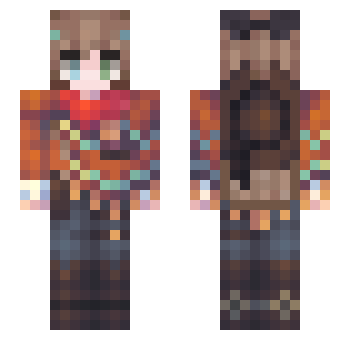 CraftedSky Minecraft skin, front and back view