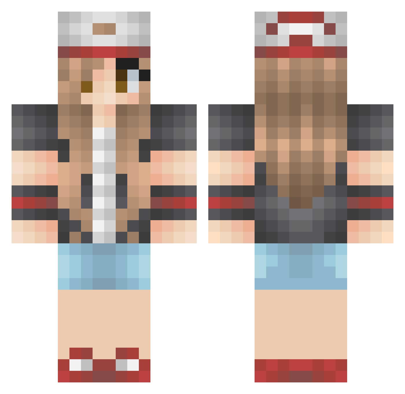 beb4x Minecraft skin, front and back view