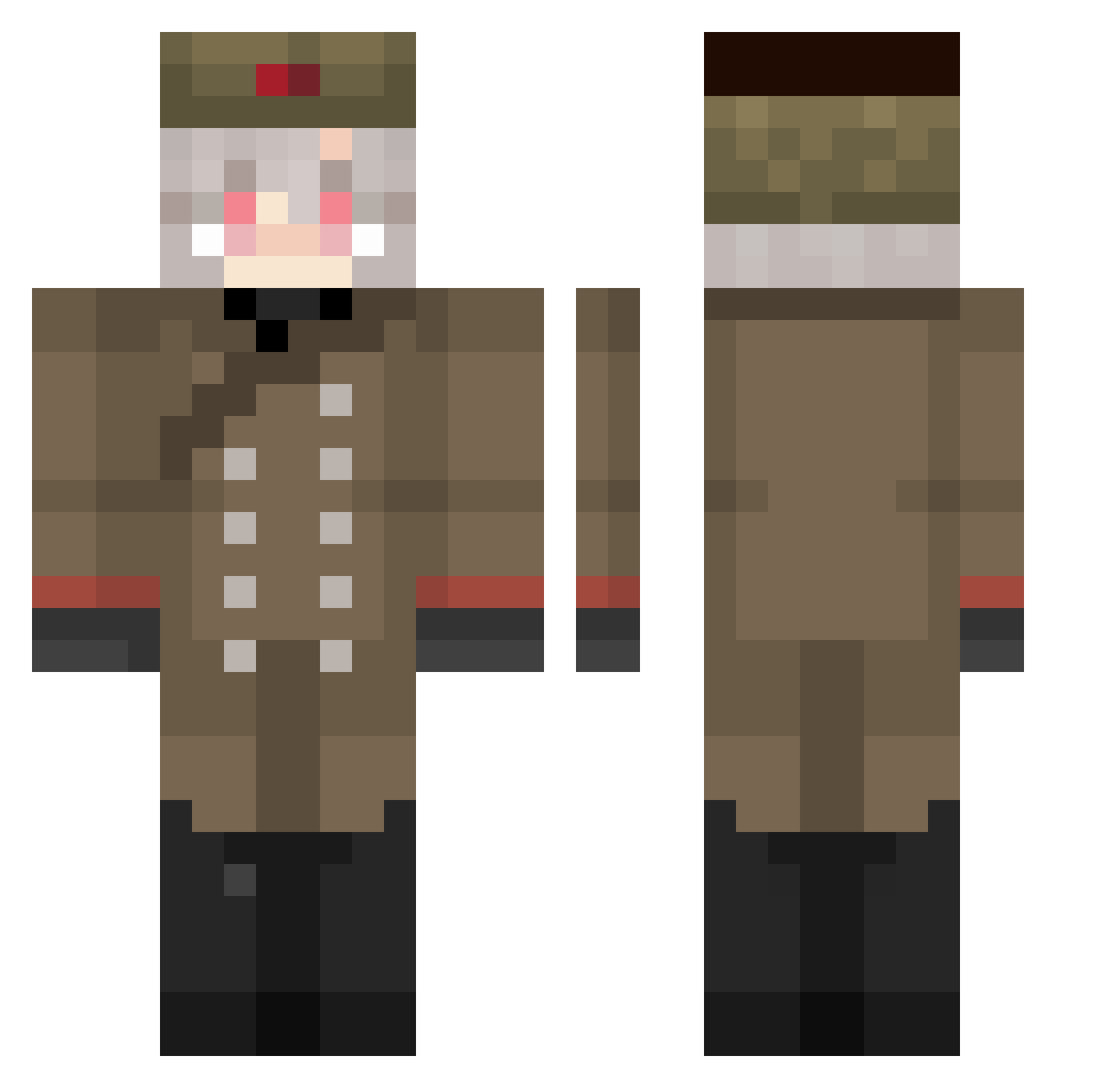 176ms Minecraft skin, front and back view