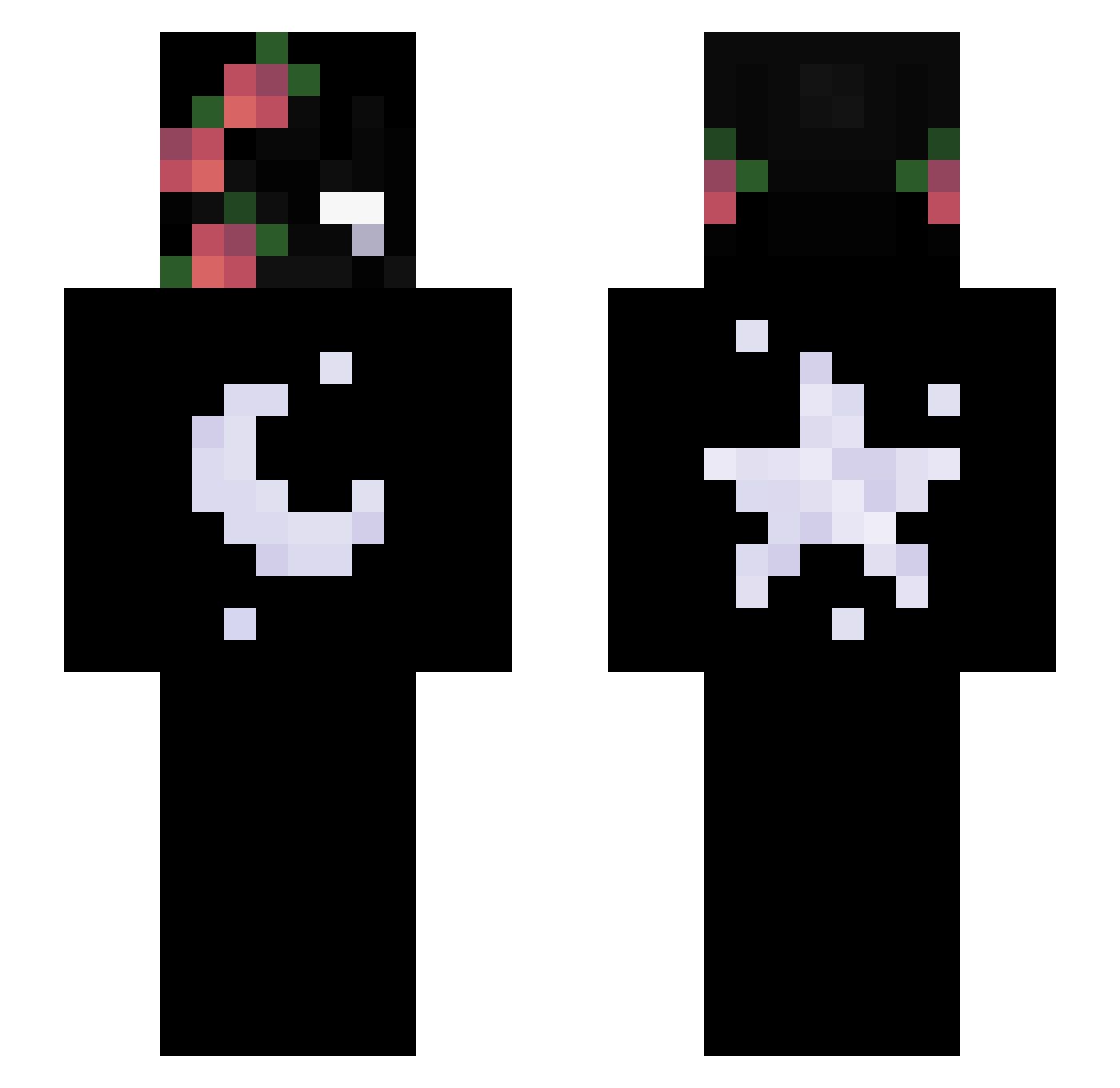 1qxak Minecraft skin, front and back view