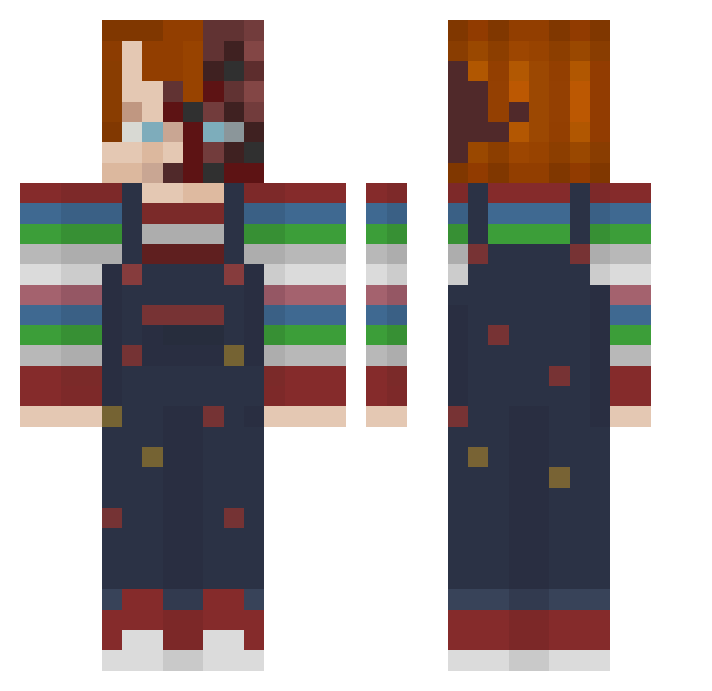 Vasenkata Minecraft skin, front and back view