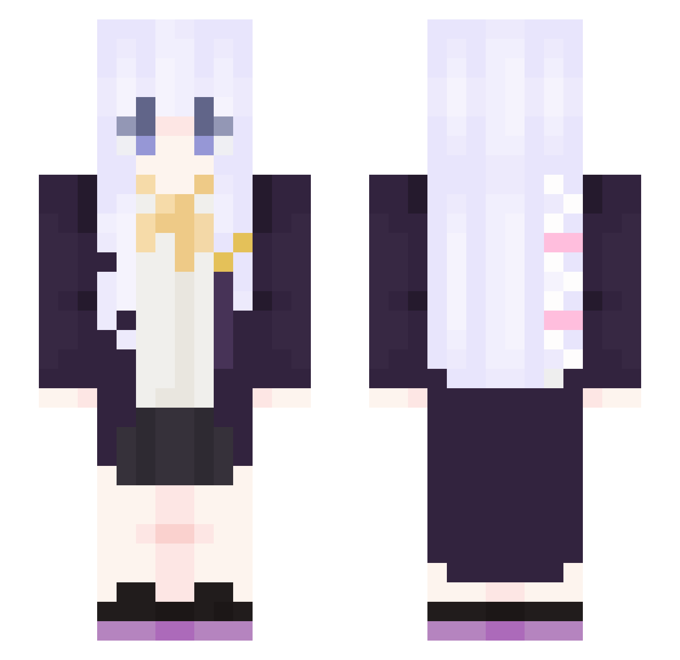 ChikiChiken Minecraft skin, front and back view