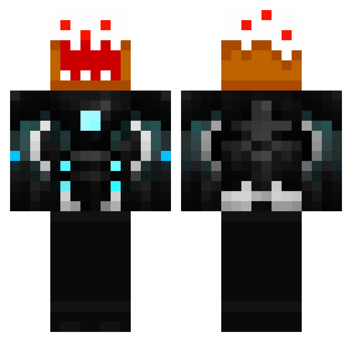 Stachu_Bones Minecraft skin, front and back view