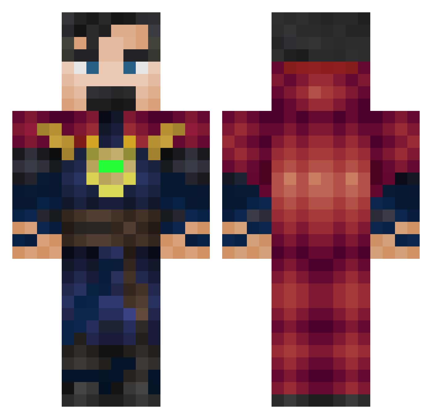 QuantumGravity Minecraft skin, front and back view