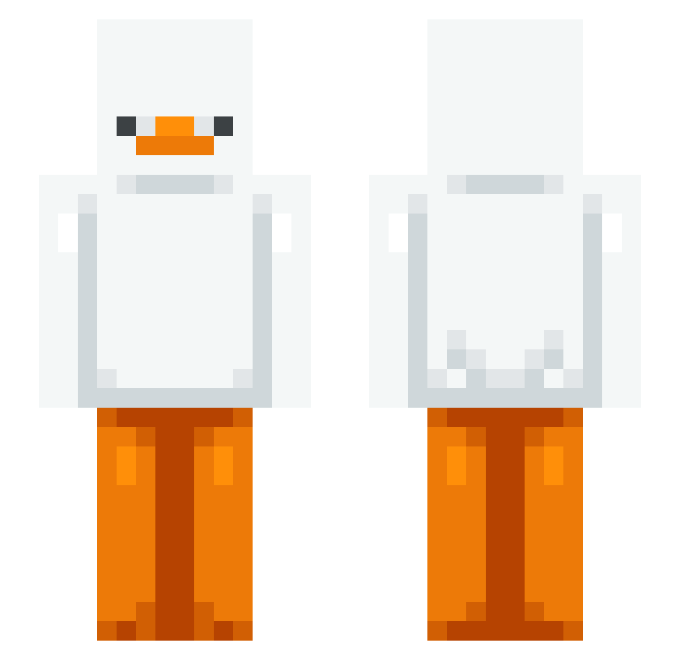 Yapquack Minecraft skin, front and back view