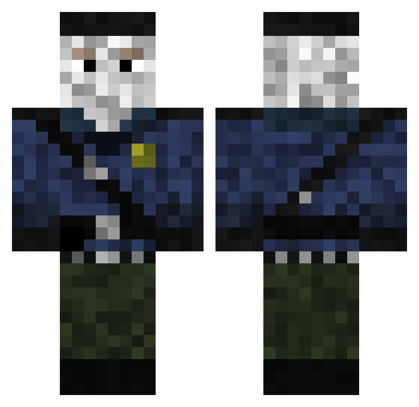 Persona3FES Minecraft skin, front and back view