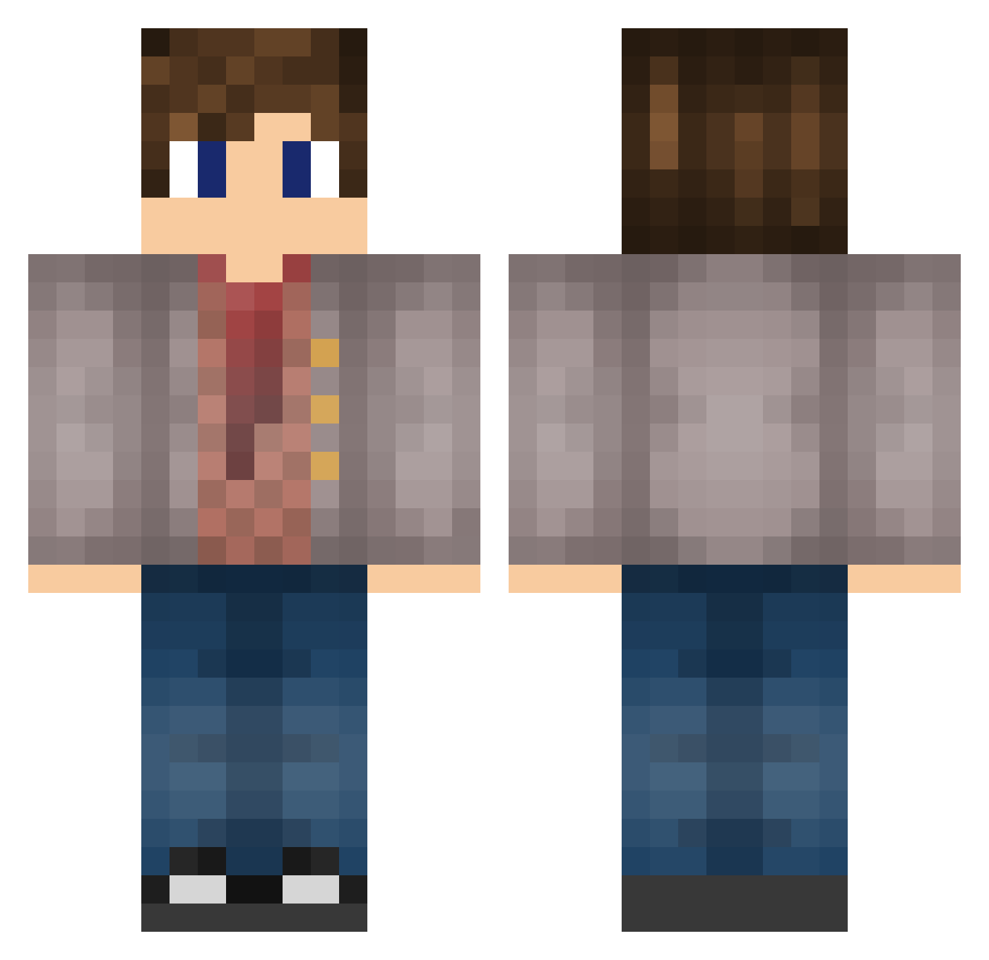 Bluffie Minecraft skin, front and back view