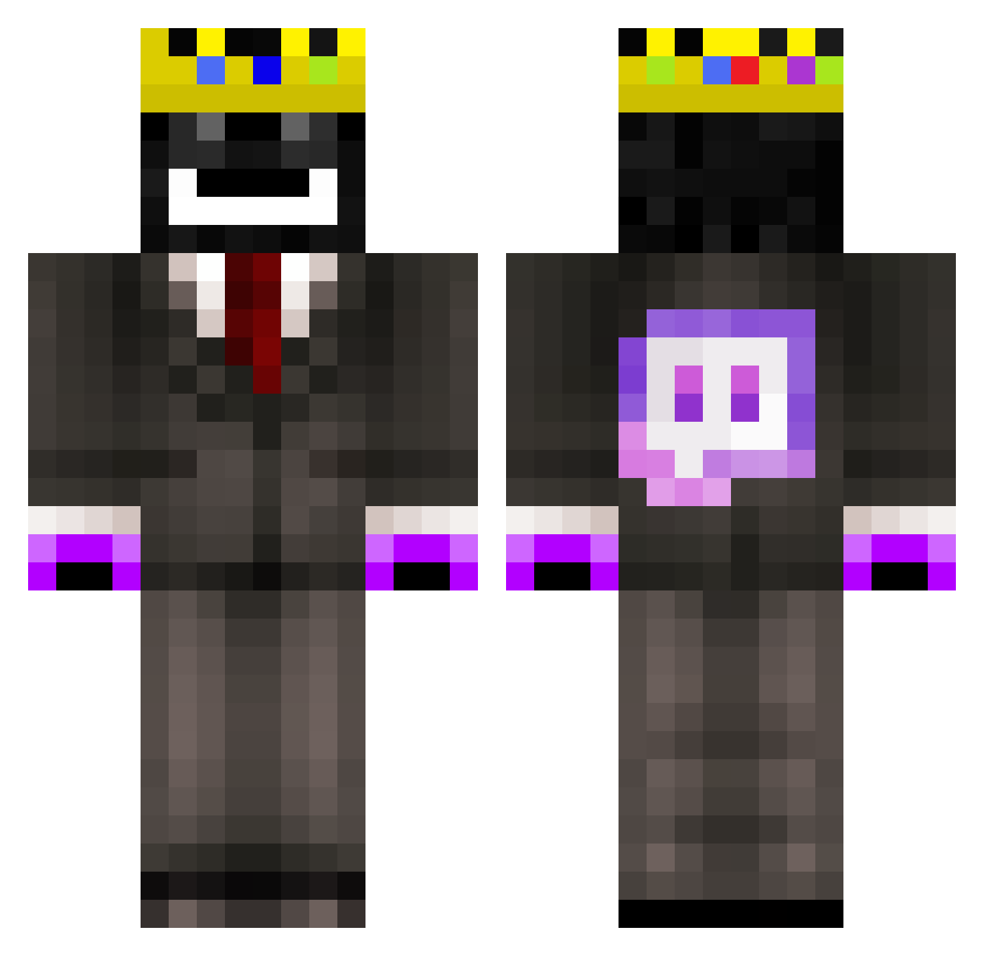 Zigstar Minecraft skin, front and back view