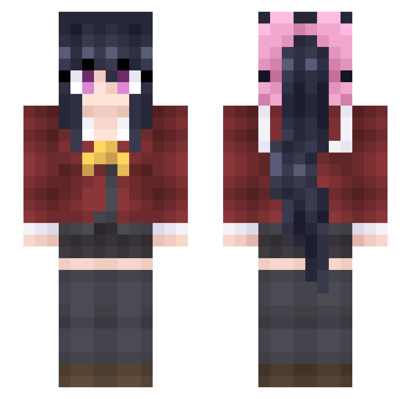 Luckxv Minecraft skin, front and back view