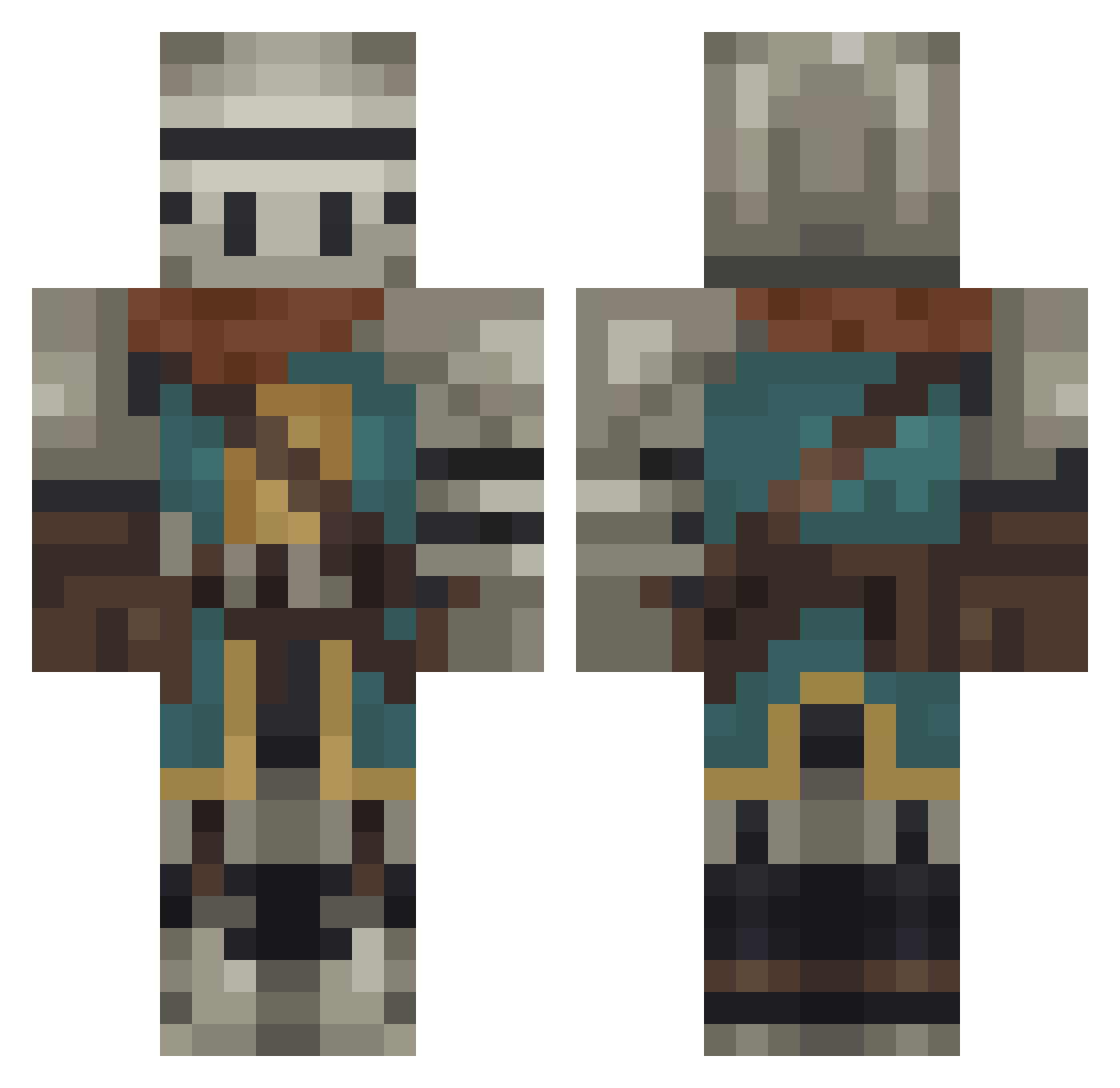 TheEggMenace Minecraft skin, front and back view