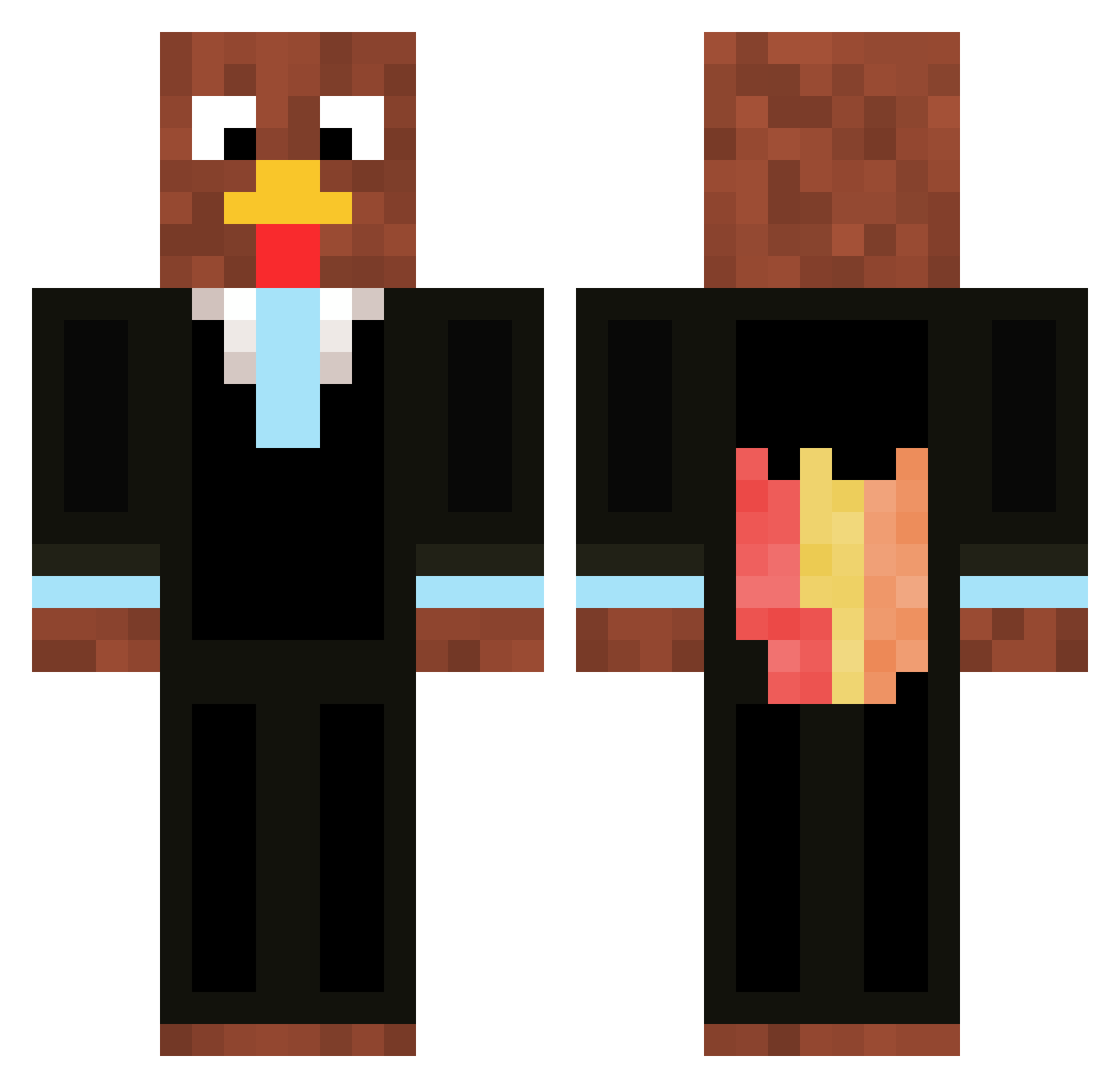 Curcanu Minecraft skin, front and back view
