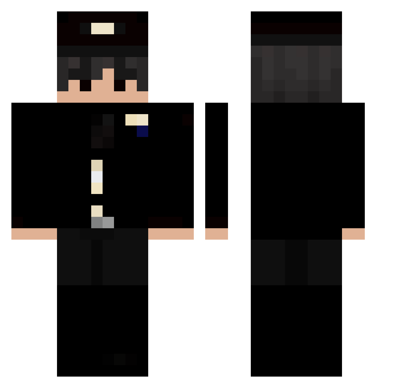 Neyrk Minecraft skin, front and back view