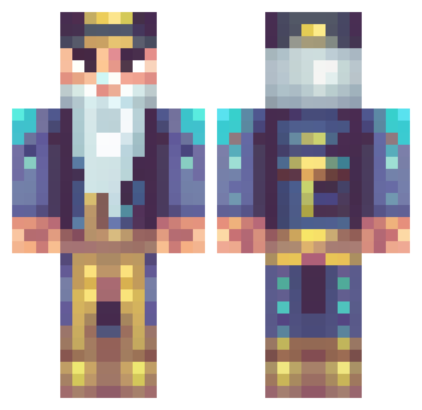 Analcime Minecraft skin, front and back view