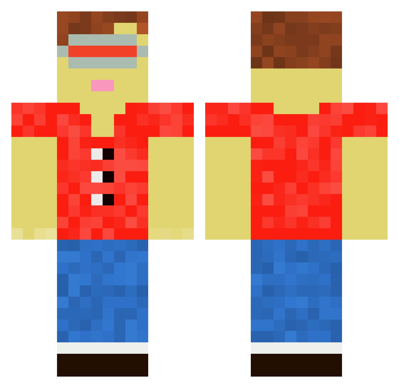 Nexample Minecraft skin, front and back view