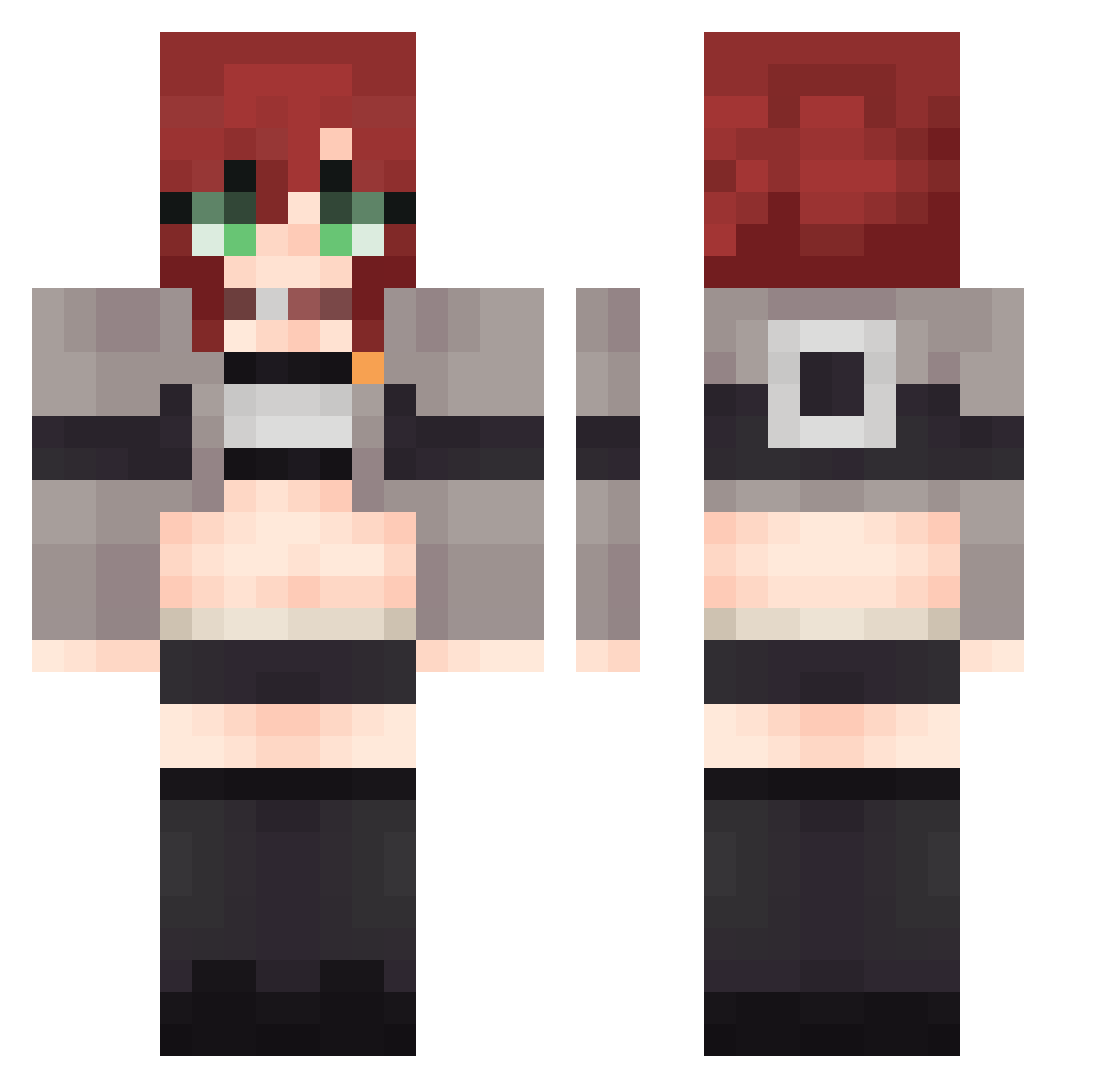 hsrEver Minecraft skin, front and back view