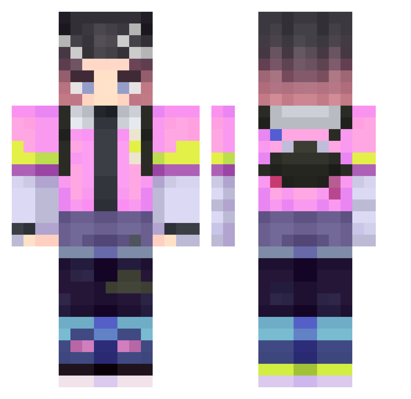 ponnponntinn Minecraft skin, front and back view
