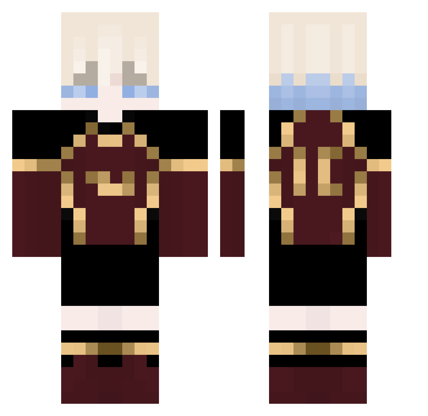 Bvenos Minecraft skin, front and back view