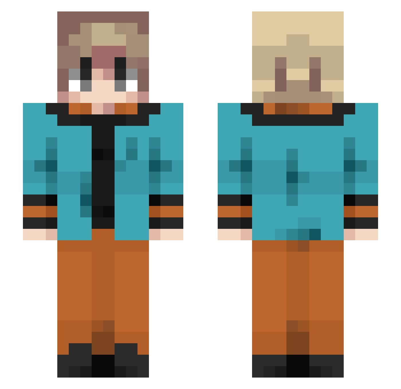Frezkill Minecraft skin, front and back view