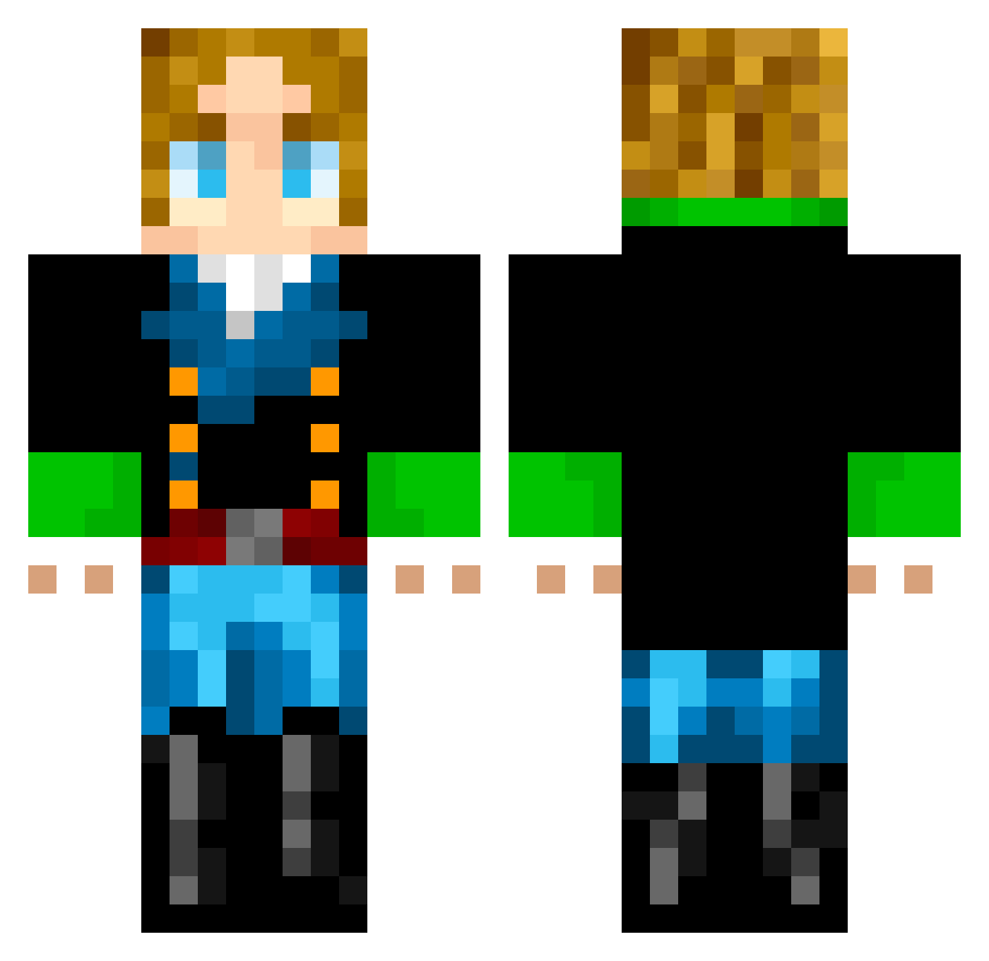 CreepyTheBoss Minecraft skin, front and back view