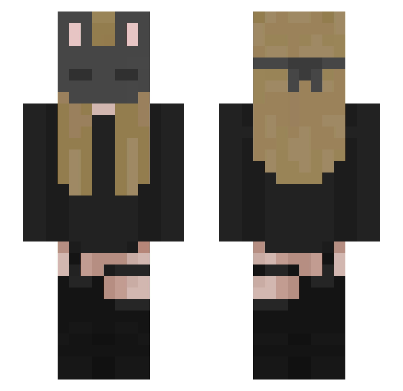 Sinth1x Minecraft skin, front and back view