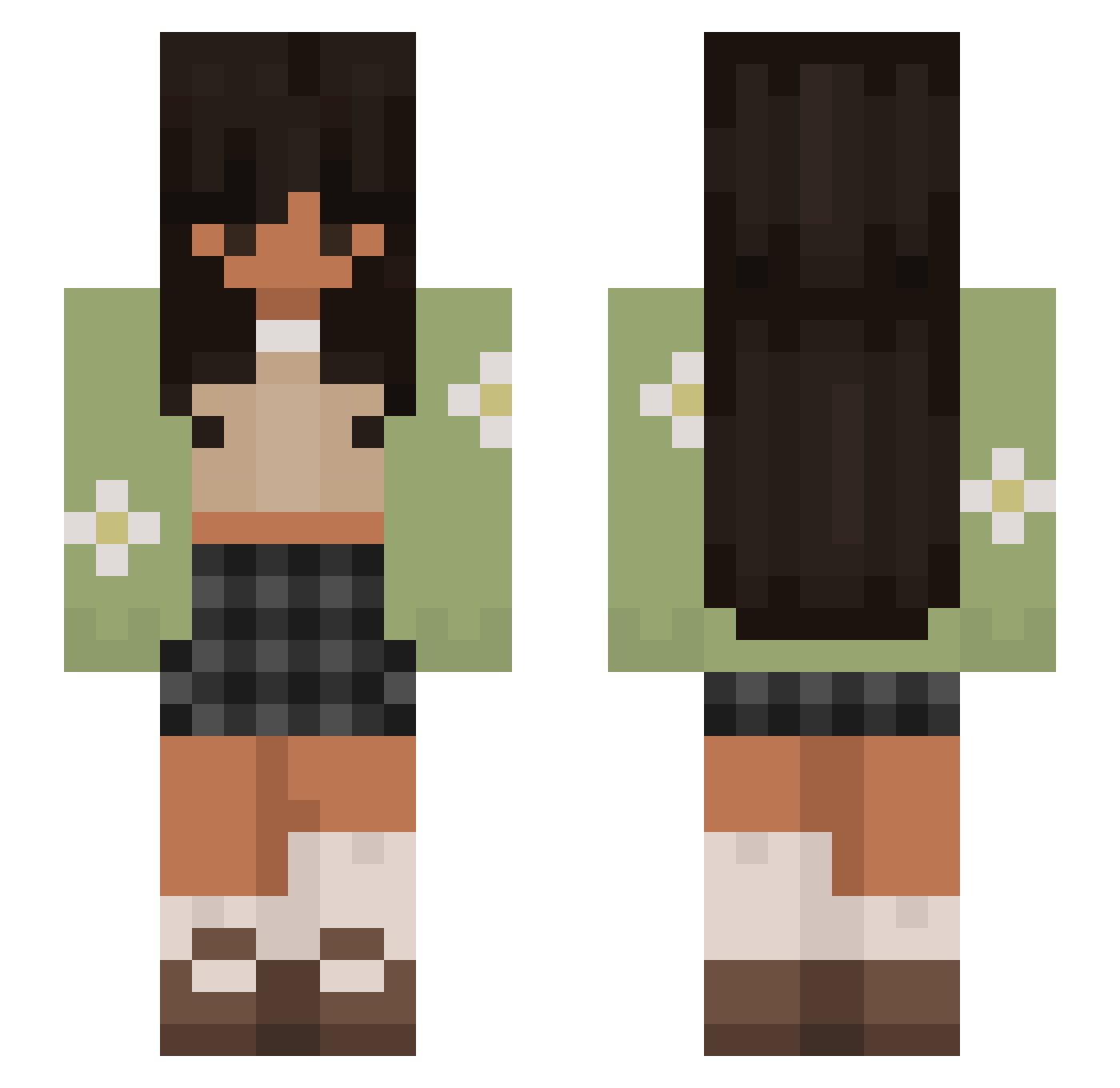 Sadafie Minecraft skin, front and back view