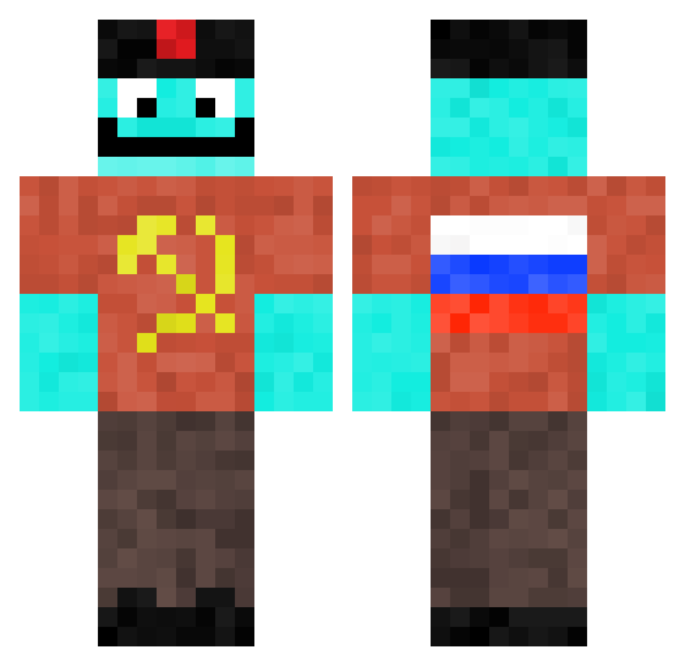 BinskyJr Minecraft skin, front and back view