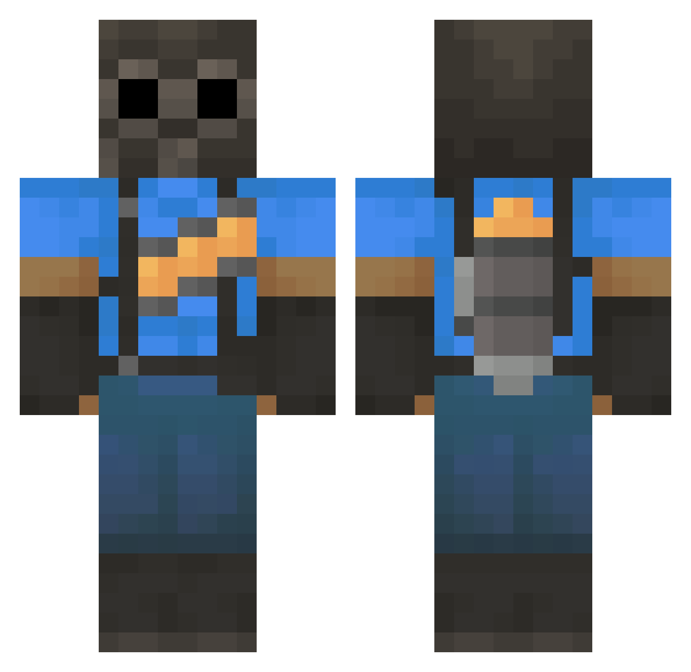 Criztix Minecraft skin, front and back view