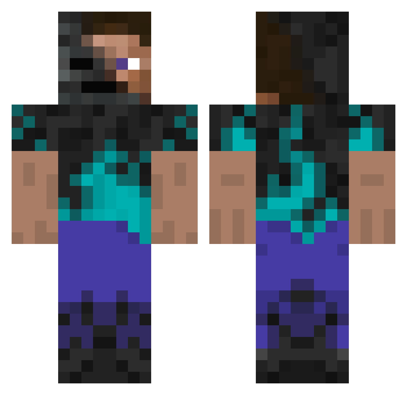 HaloHalo100 Minecraft skin, front and back view