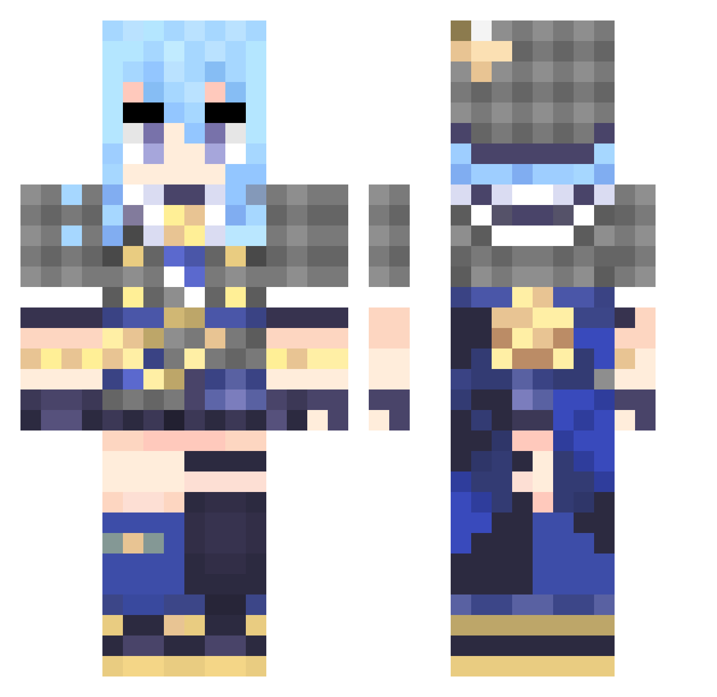 11000dOuOb Minecraft skin, front and back view