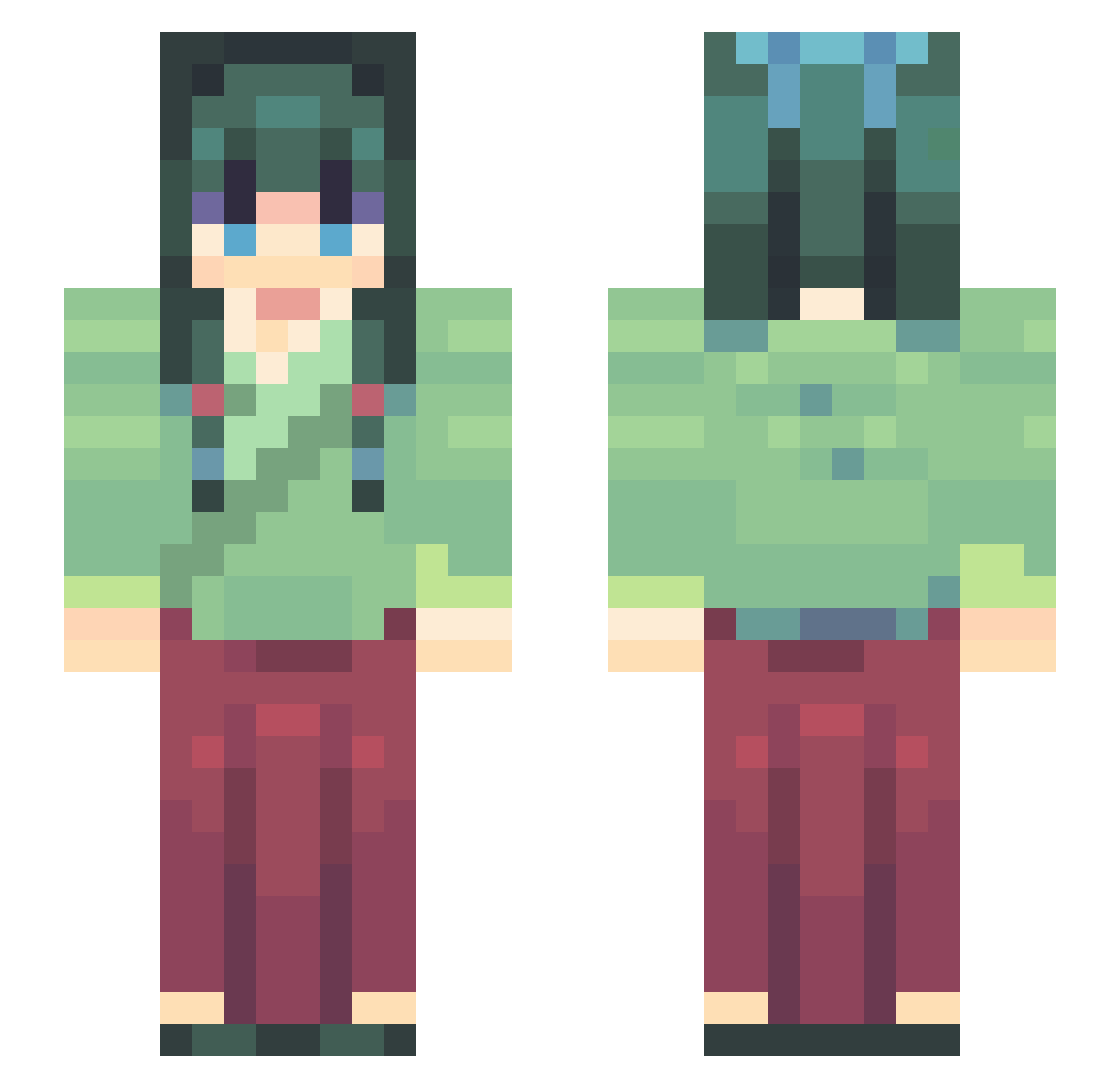 lumpyslug Minecraft skin, front and back view