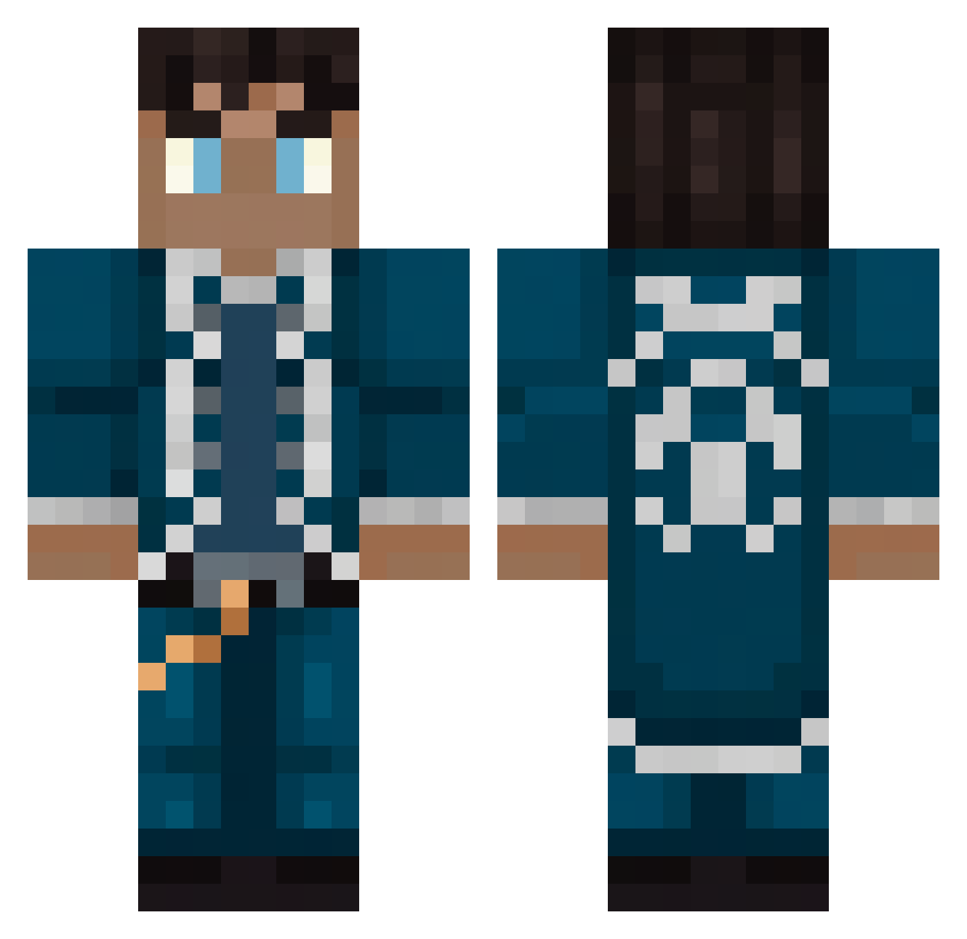 Chubi001 Minecraft skin, front and back view