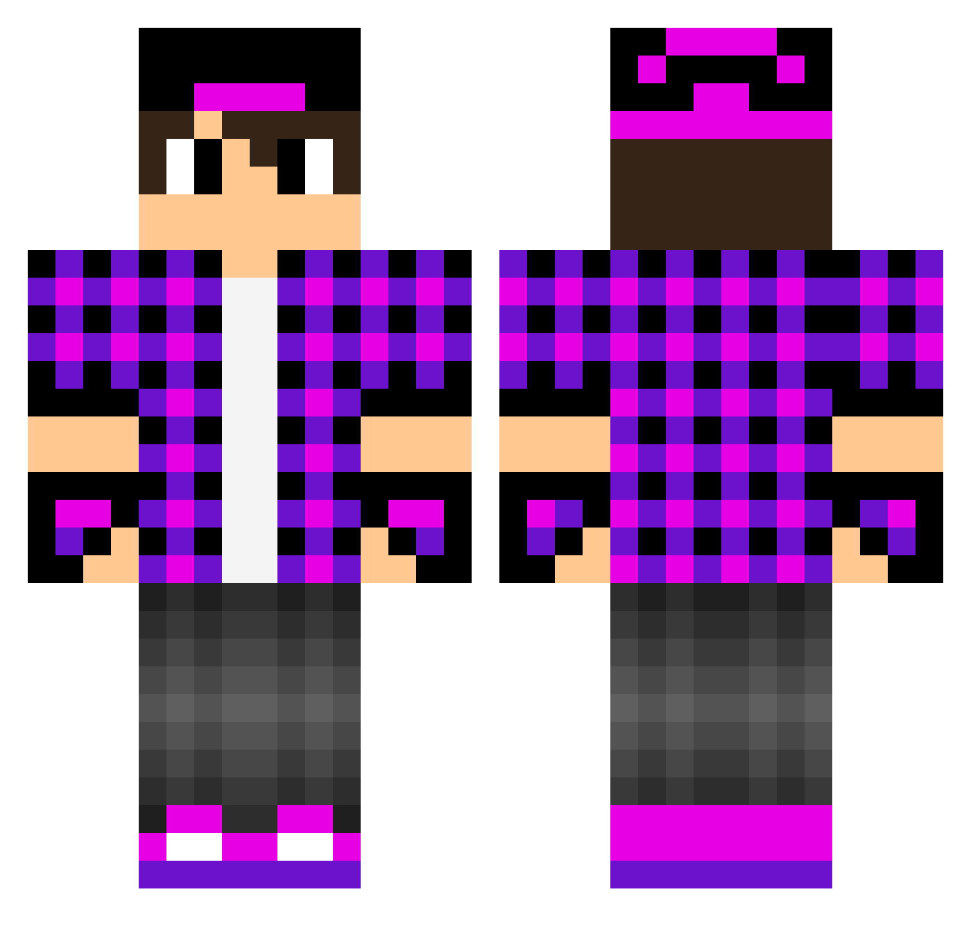 Entonic Minecraft skin, front and back view