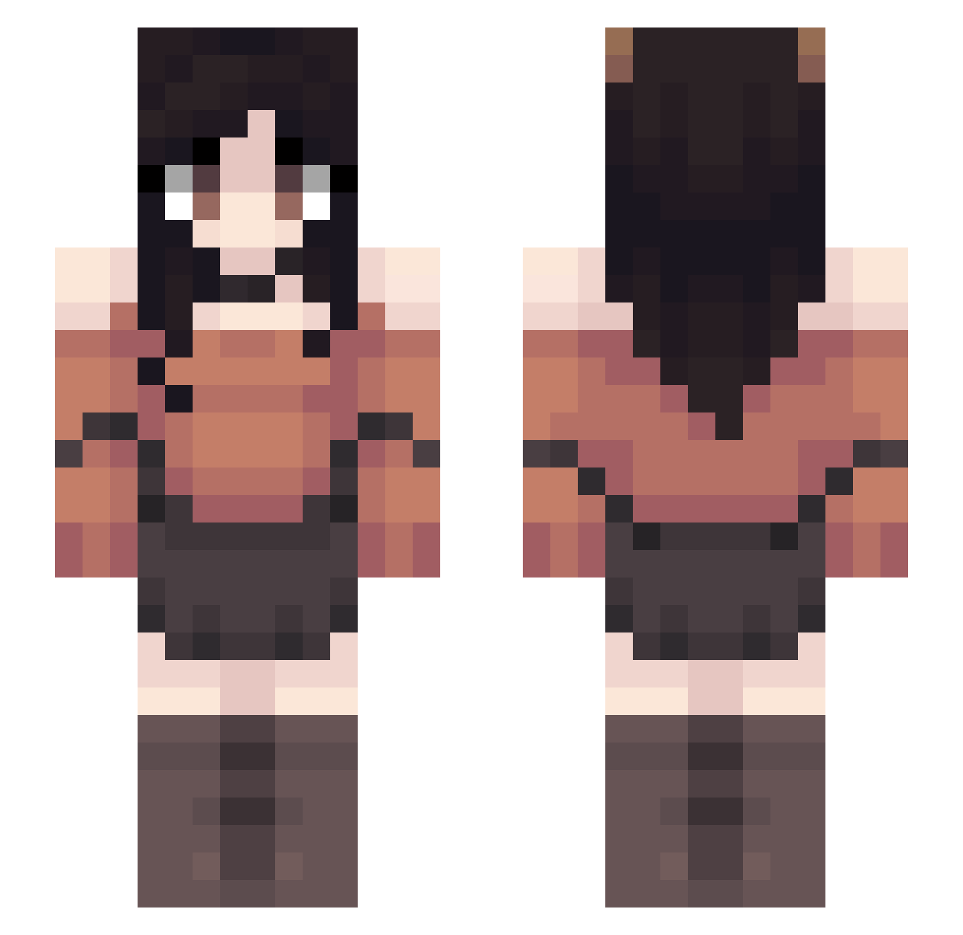 caramelcoded Minecraft skin, front and back view