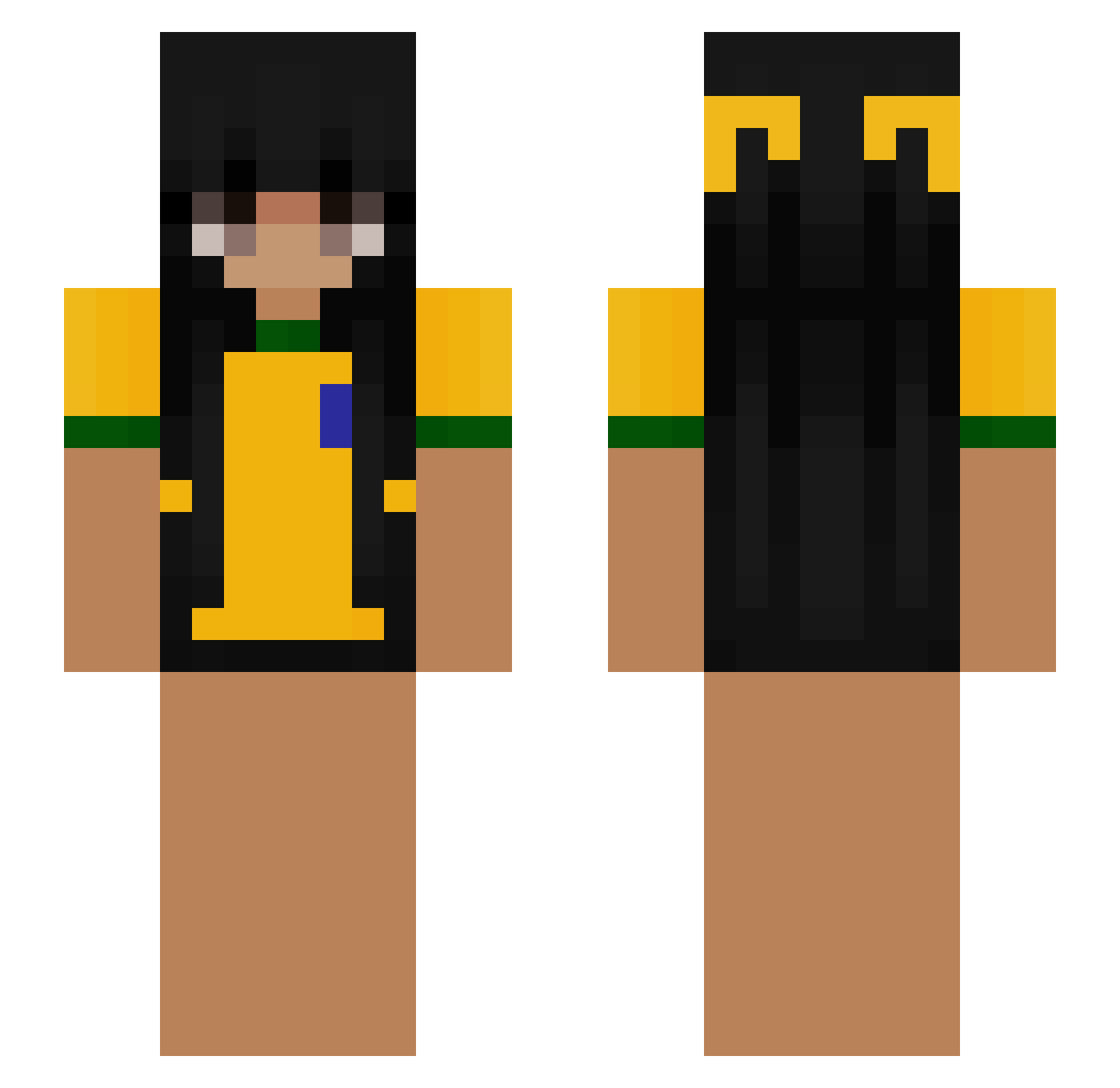 Oxizzy Minecraft skin, front and back view