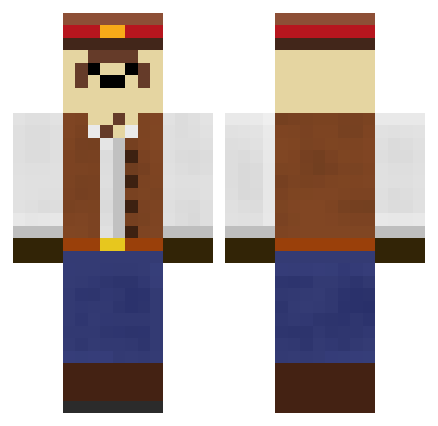 McRajder Minecraft skin, front and back view