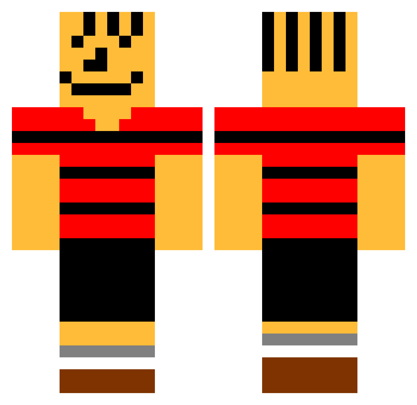 Tarrgino Minecraft skin, front and back view