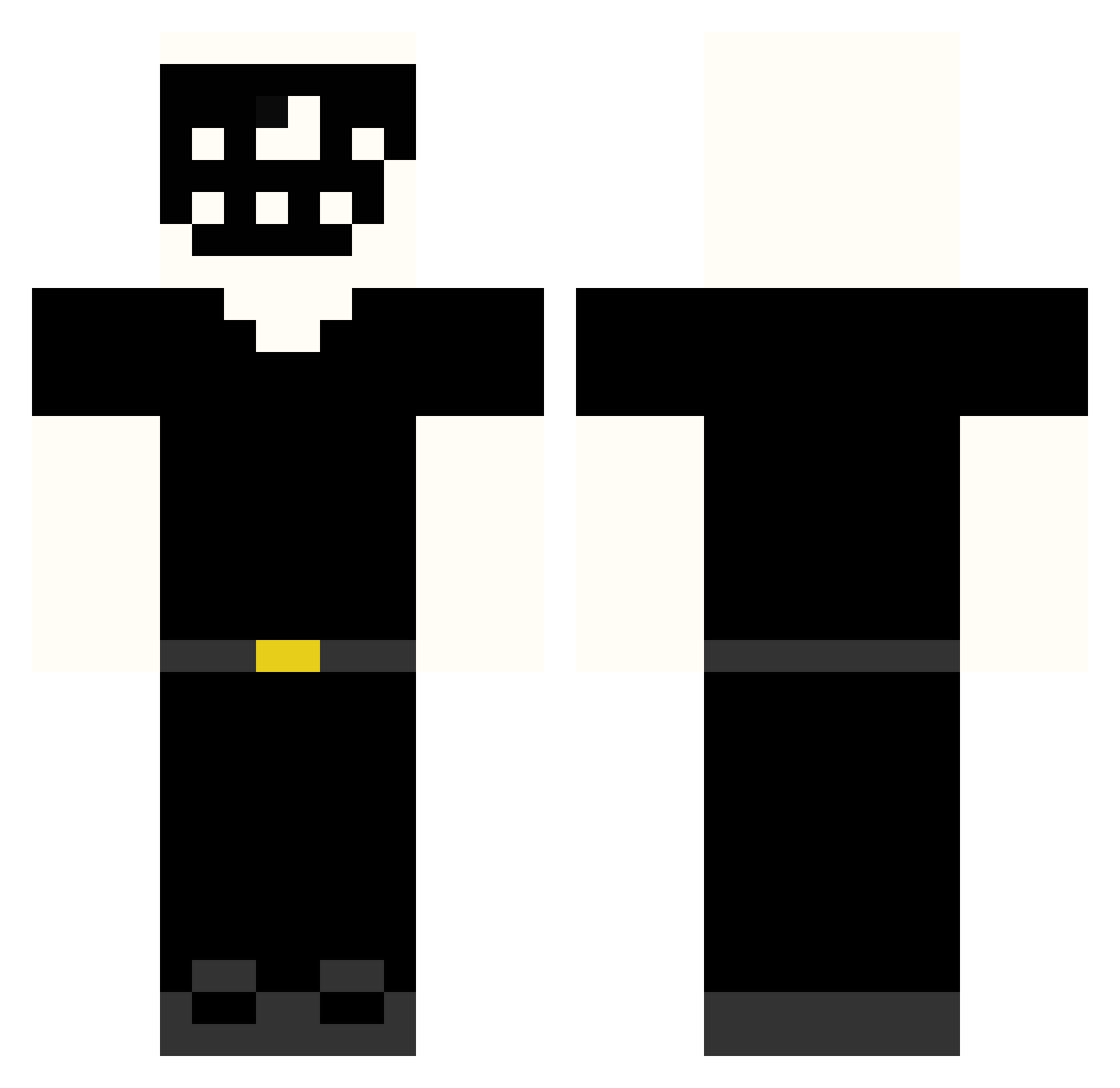 BeyondMaria Minecraft skin, front and back view
