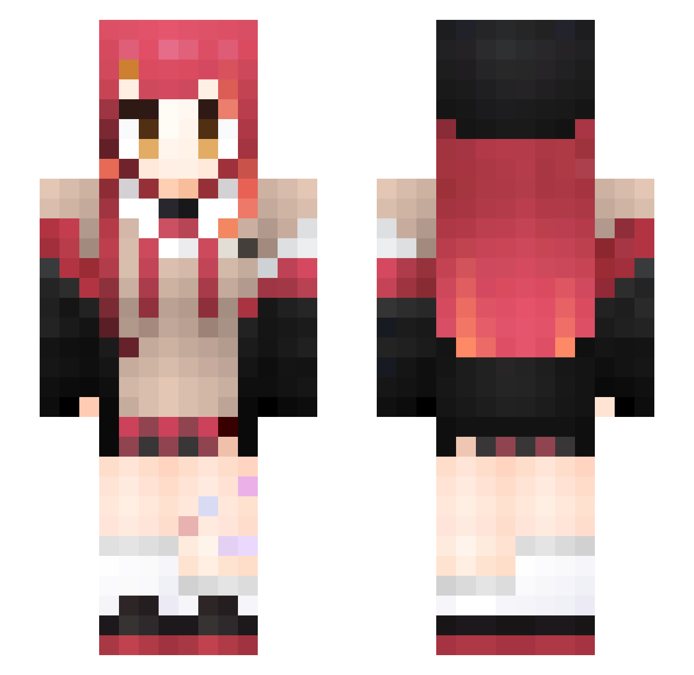Hikatyuuu Minecraft skin, front and back view