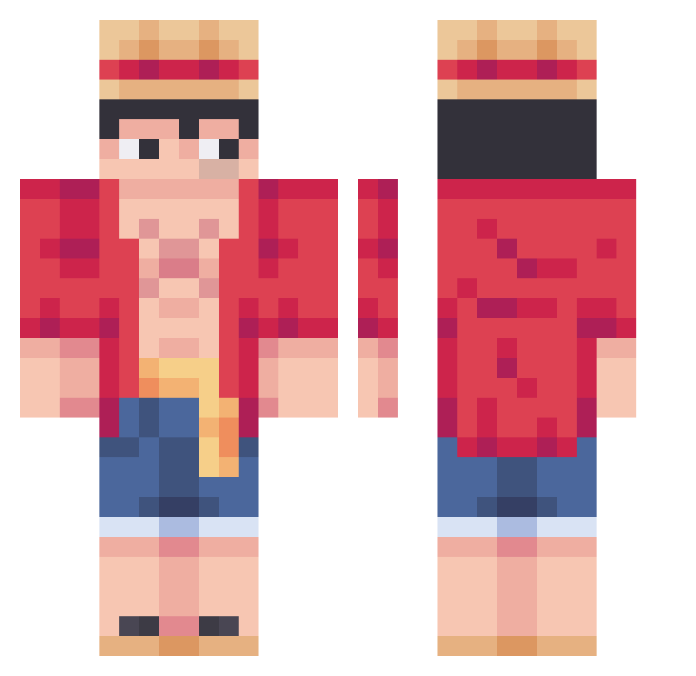YFD Minecraft skin, front and back view