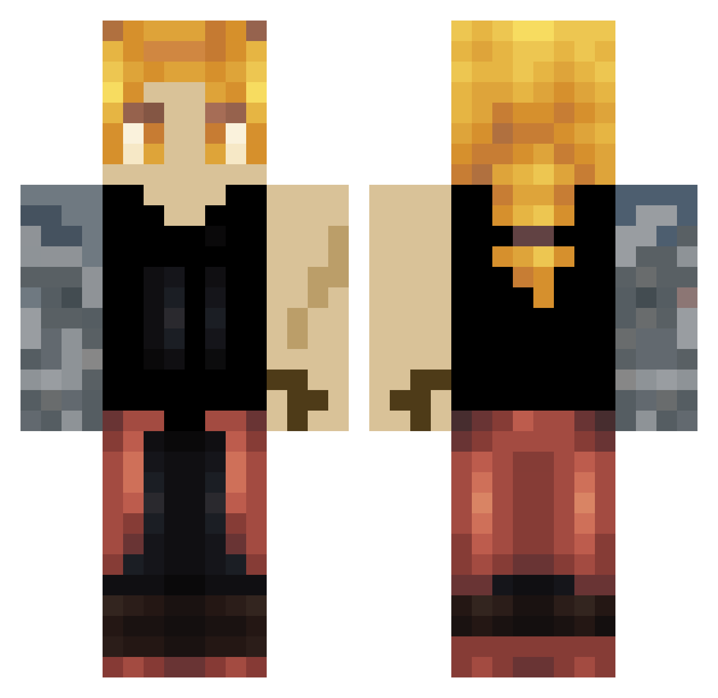 Deathshand713 Minecraft skin, front and back view