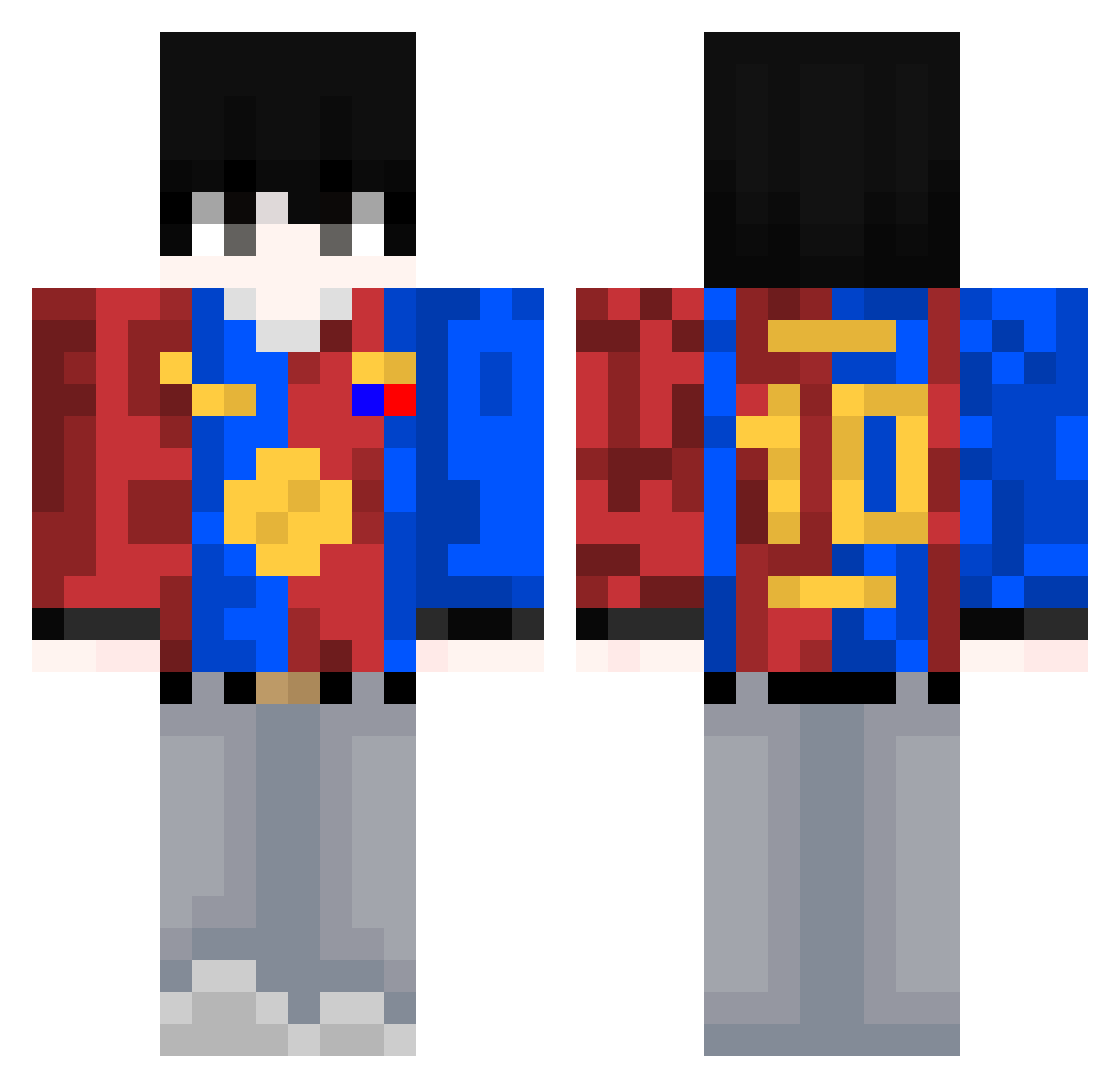 hellobixch Minecraft skin, front and back view