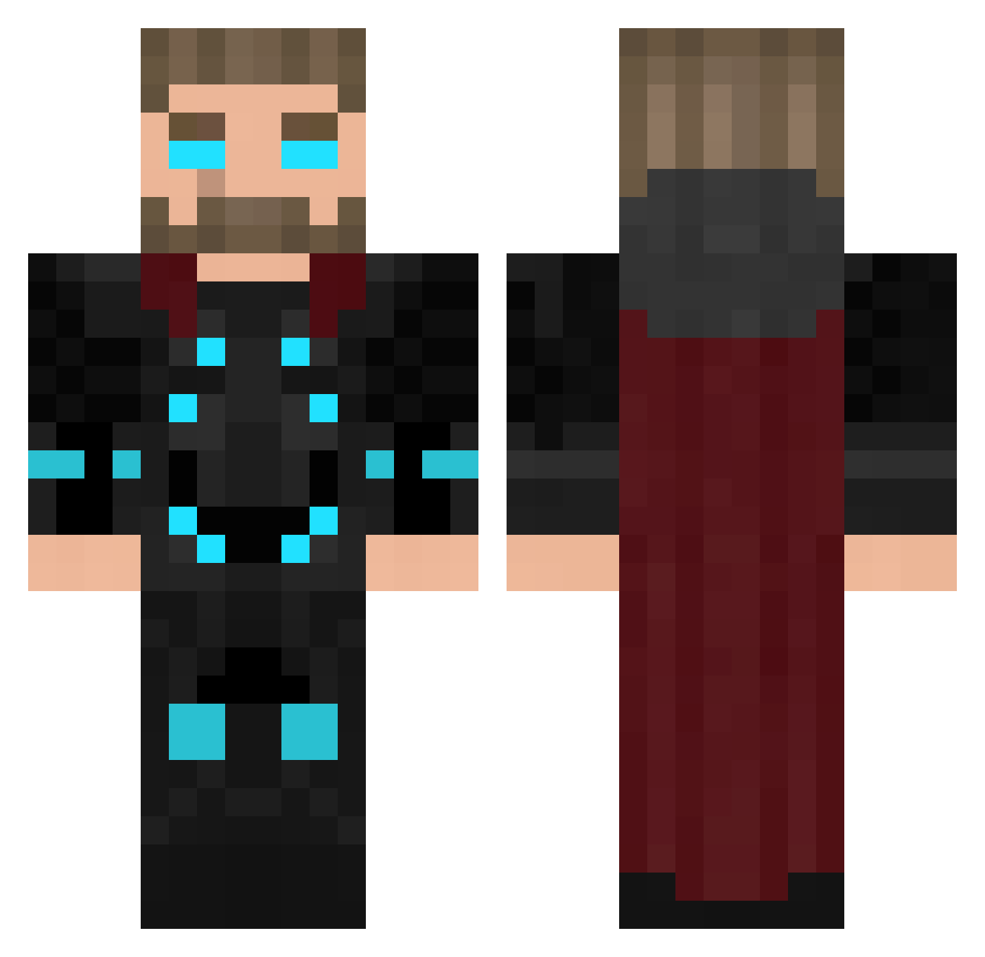 JPQx Minecraft skin, front and back view