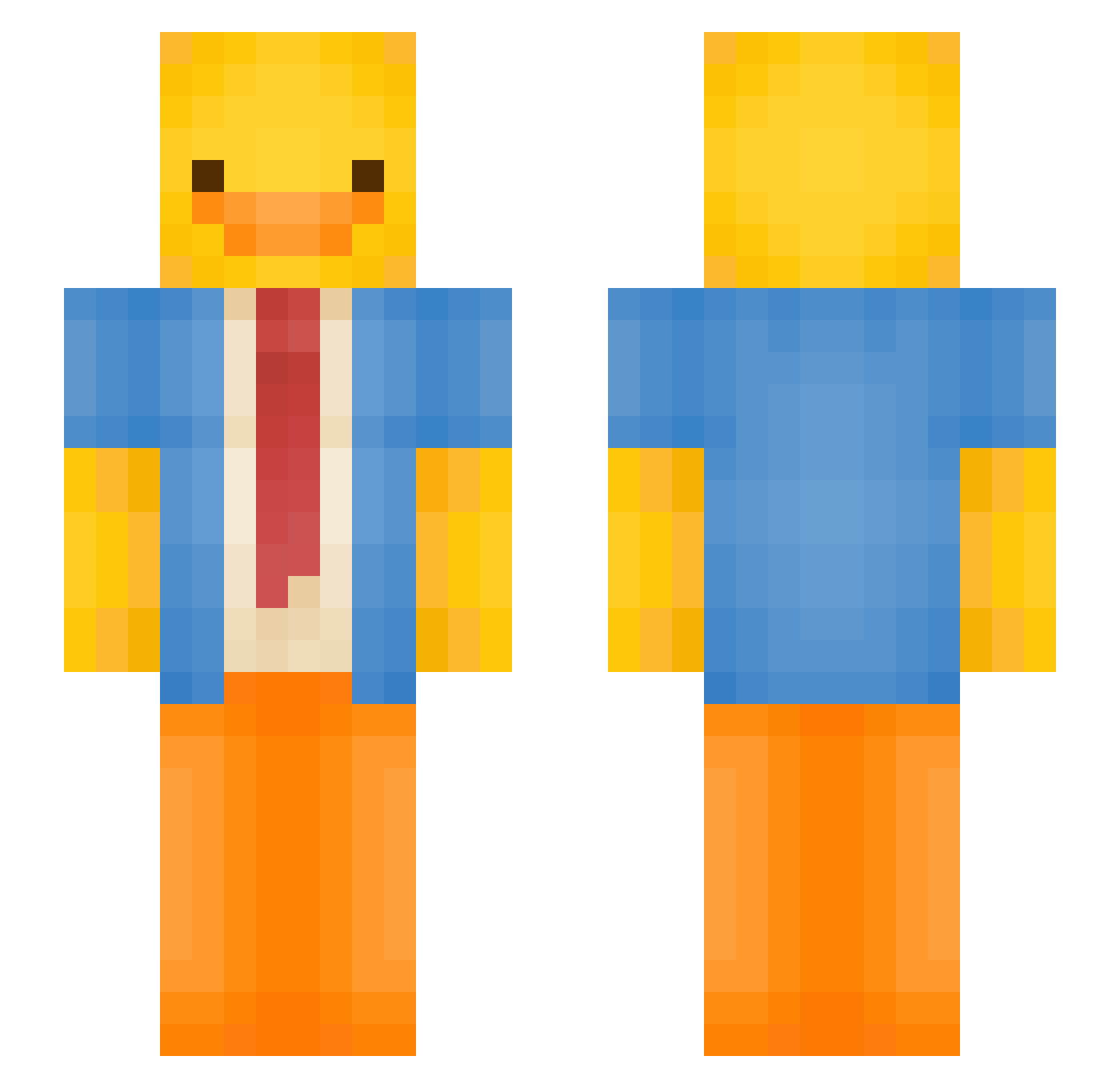 TooRetroo Minecraft skin, front and back view