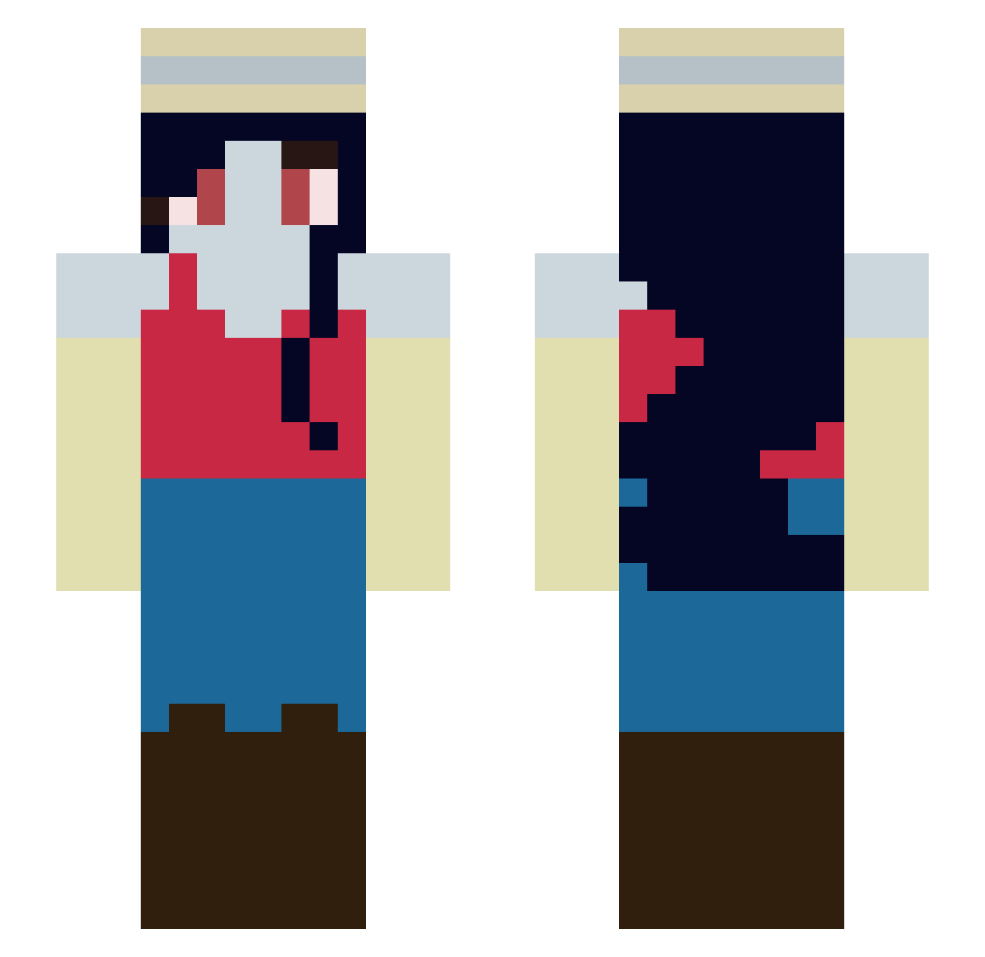 Spatchy Minecraft skin, front and back view